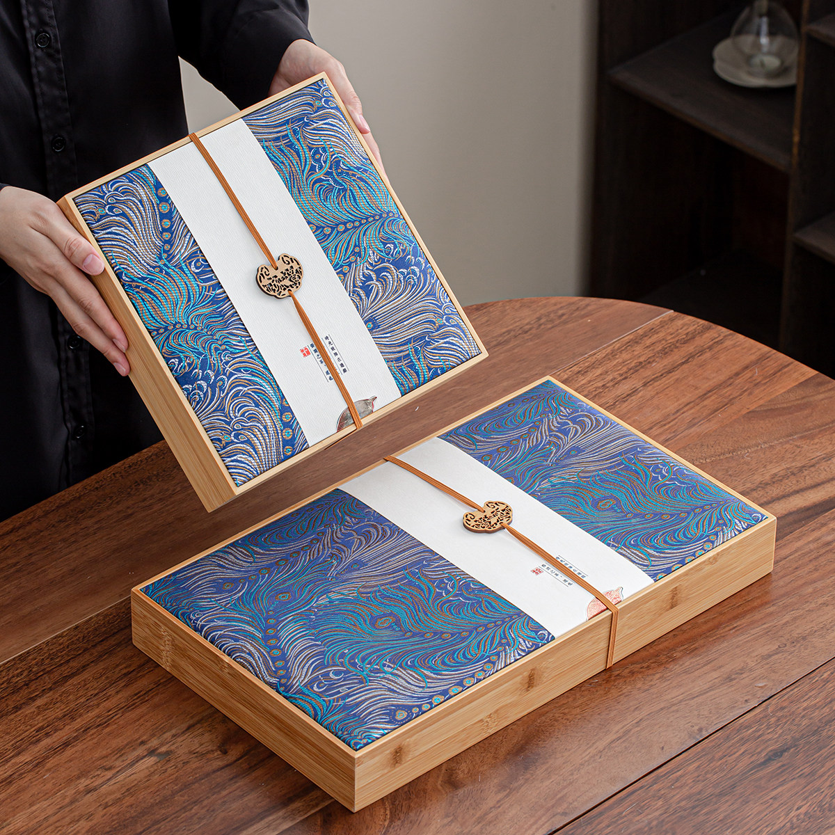 高档普洱茶礼盒空盒357g福鼎白茶收纳盒通用竹盒双饼茶叶礼品盒子