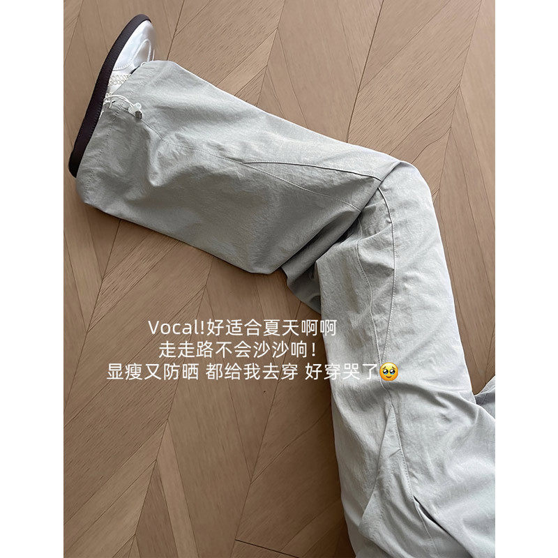 美式速干工装裤女夏季新款高腰显瘦小个子慵懒感阔腿裤休闲运动裤