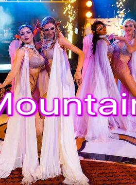 定制演出服紫色闪钻比基尼女gogo大型舞台秀飘纱舞蹈服ds演出