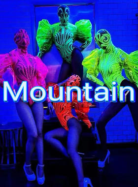 夜店酒吧糖果荧光色夸张泡泡袖连体演出服派对颗粒秀女gogo舞蹈ds