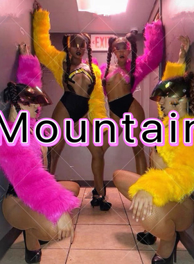 酒吧ds糖果色彩色毛绒皮草坎肩夜店gogo舞蹈DS演出服