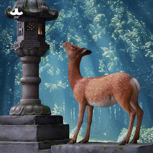 现货 可爱仿真动物场景地台手办桌面潮玩礼物摆件 JXK奈良鹿模型