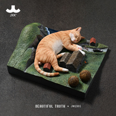 进击 JXK 巨猫 可爱创意宠物猫搭配地台模型手办摆件