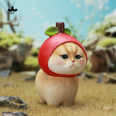接单JX果然喵模型 仿真可爱萌宠水果小猫咪手办桌面潮玩礼物摆件
