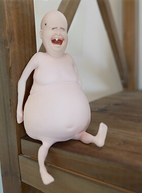 Rene雷内光头捏捏乐搞怪开心丑娃娃搪瓷人偶摆件趣味硅胶手办玩偶