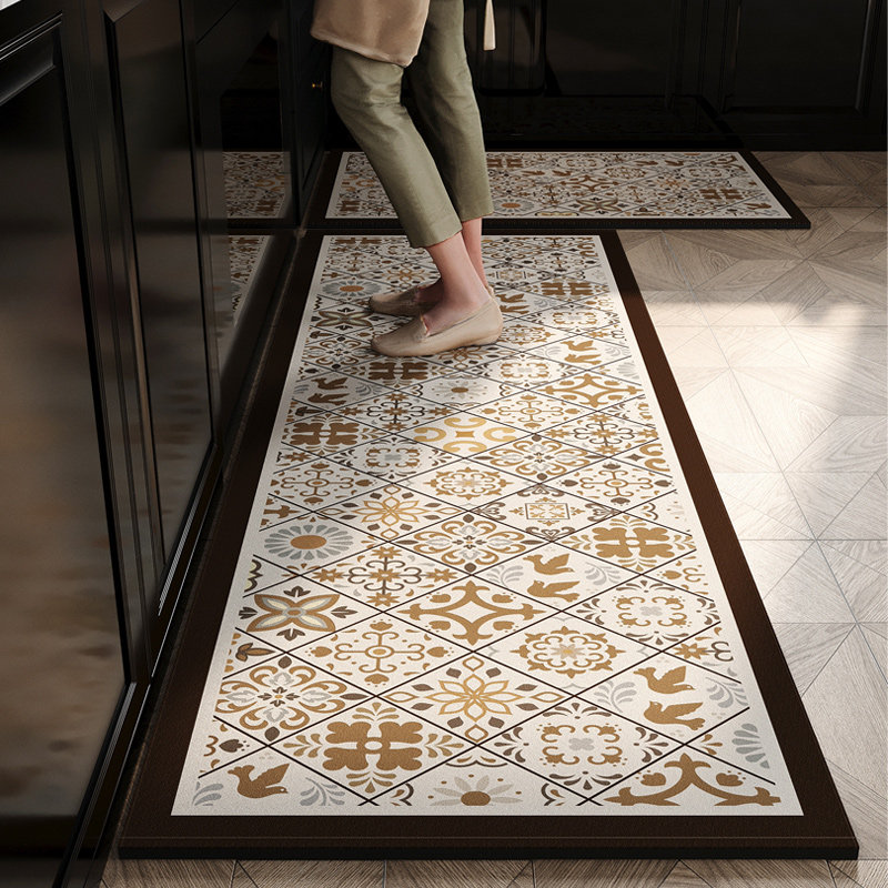 厨房地垫防滑防油复古新款可擦免洗耐脏吸水垫子专用脚垫防水地毯,居家布艺,厨房地垫,淘宝优惠券,粉丝福利购,淘宝优惠卷