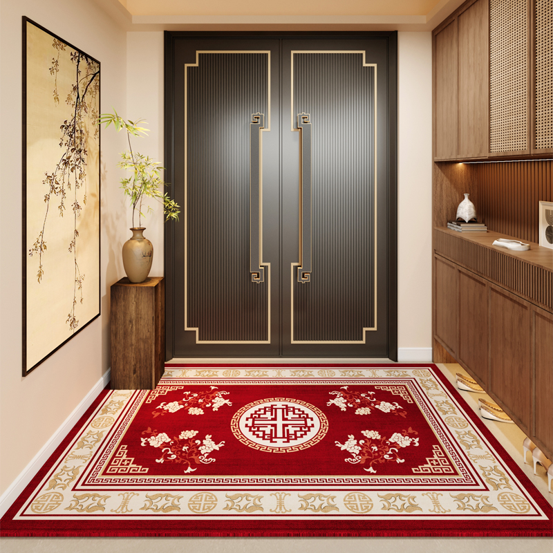 新款入户门地垫喜庆门垫高级入门门口地毯红色可裁剪脚垫中式乔迁