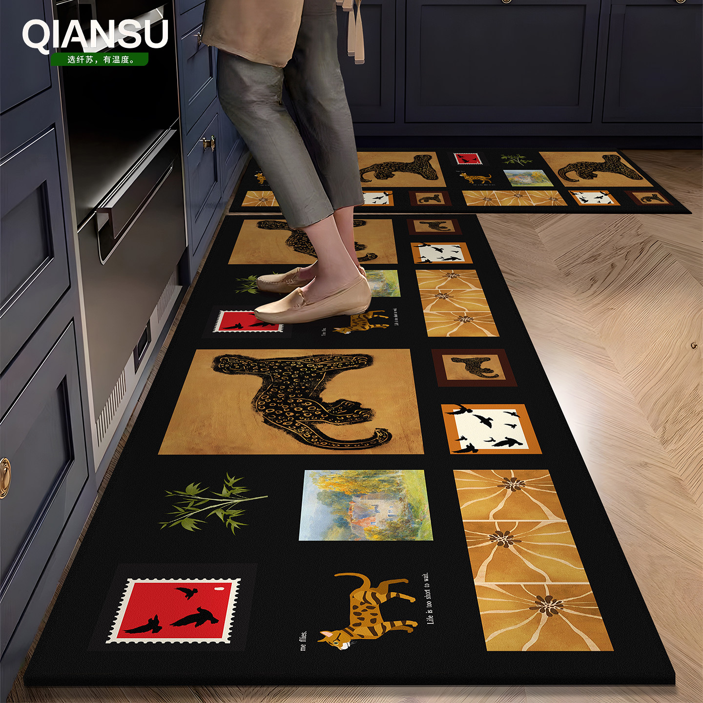 复古厨房地垫防滑防油免洗可擦地毯吸水脚垫专用垫子新款耐脏定制,居家布艺,厨房地垫,淘宝优惠券,粉丝福利购,淘宝优惠卷