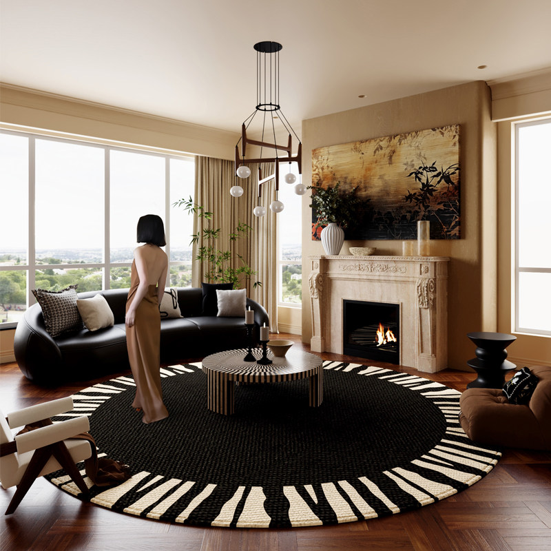 圆形地毯客厅沙发地垫卧室新款高级茶几垫子床边复古法式防水免洗,居家布艺,地毯,淘宝优惠券,粉丝福利购,淘宝优惠卷