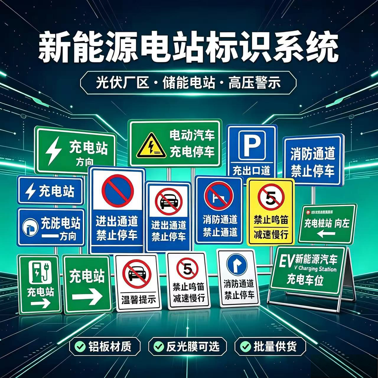 新能源充电站指示牌反光铝板标识