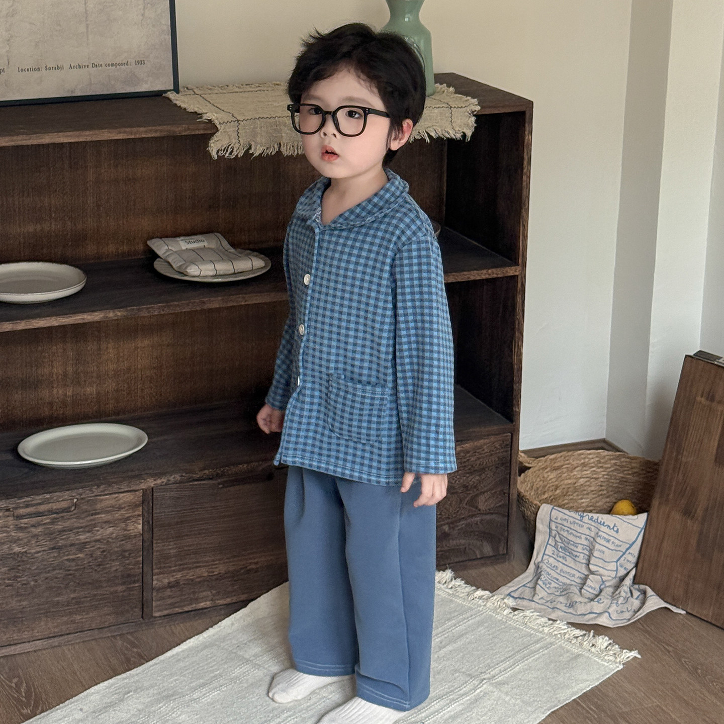 小男孩睡衣女童家居服立领宽松秋款儿童格子长袖长裤宝宝分体套装,童装/婴儿装/亲子装,家居服套装,淘宝优惠券,粉丝福利购,淘宝优惠卷