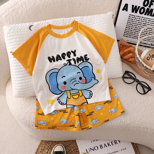 短裤 短袖 儿童空调家居服莫代尔男女小童睡衣婴儿衣服 套装 宝宝夏装