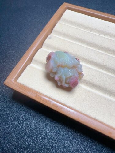 天然老矿盐源玛瑙立体白菜精品吊坠精工雕刻