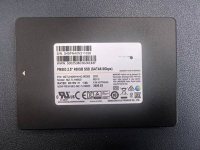 固态硬盘 三星 PM883 2.5'' 480GB SSD(SATA6.0Gbps)