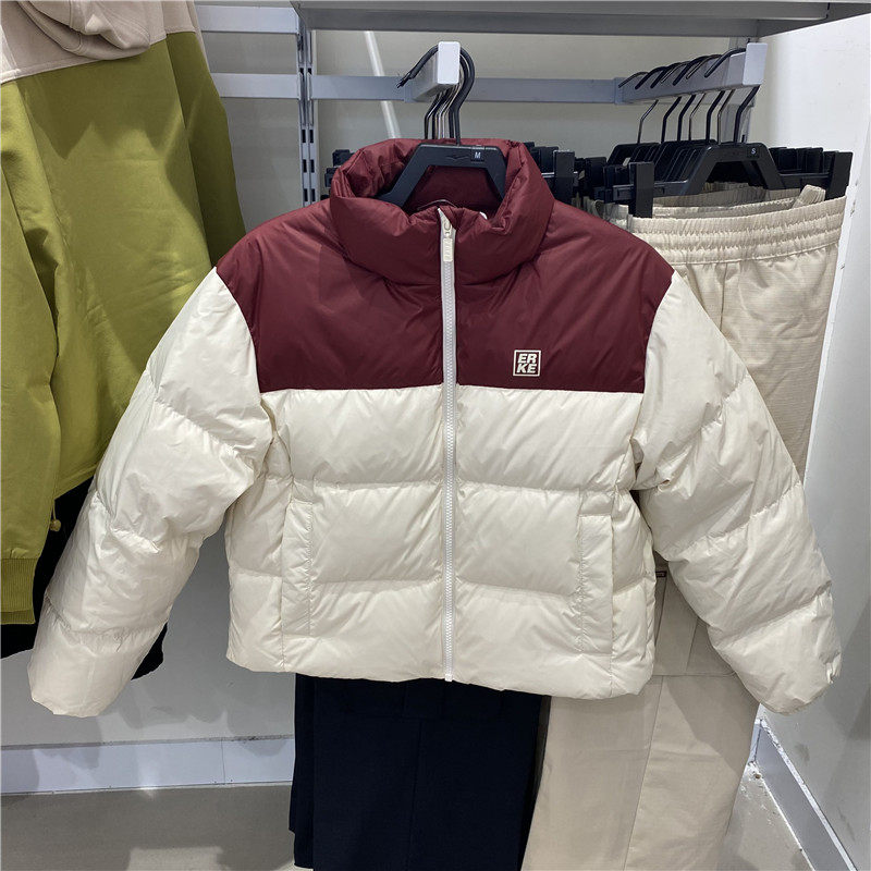 鸿星尔克2024冬季新款短款加厚保暖女羽绒服立领外套12224401173,运动服/休闲服装,运动羽绒服,淘宝优惠券,粉丝福利购,淘宝优惠卷