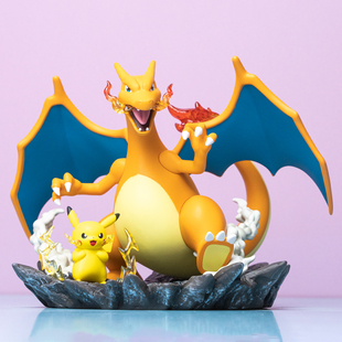 正版 宝可梦可爱喷火龙大号手办皮卡丘治愈系玩偶玄关桌面摆件礼物