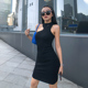 月影集 黑色紧身连衣裙女夏不规则性感显瘦背心裙欧美ins小黑裙