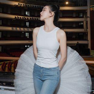 月影集百搭冰舒棉高弹力吊带背心女夏外穿修身 带乳胶胸垫工字背心