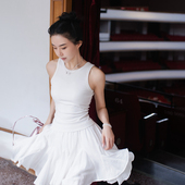 月影集 仙女白色半身裙女春夏a字裙浪漫街头大摆高腰弹力短裙 法式