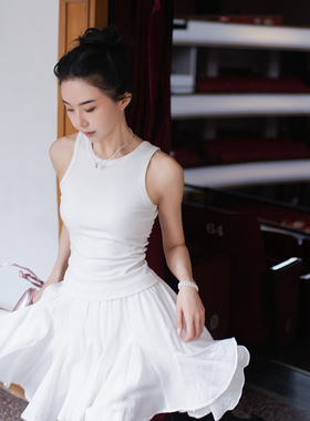 月影集 法式仙女白色半身裙女春夏a字裙浪漫街头大摆高腰弹力短裙