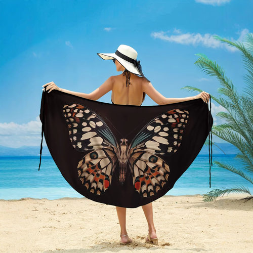 Women Butterfly Floral Beach Cover Up Dress Sarong Wrap罩衫