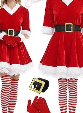 Christmas Elf Costume Set Women Christmas Dress  Santa Hat