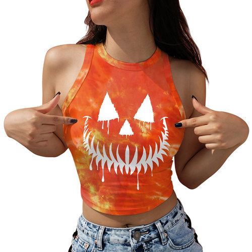 Halloween Women Crop Tank Shirt Print Cropped T-Shirts