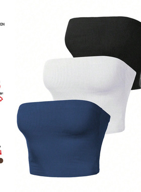 Women Tube Strapless Crop Tops Backless Sleeveless Bandeau