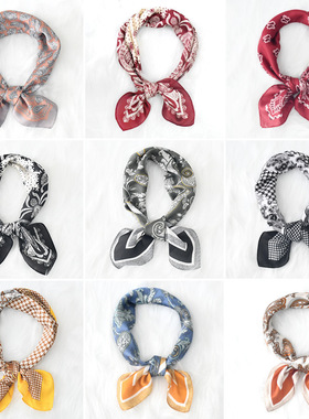 Women Silk Feeling Satin Head Square Satin Wrap Neck Scarf