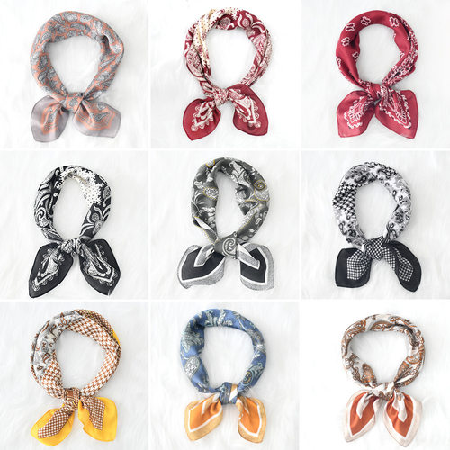 Women Silk Feeling Satin Head Square Satin Wrap Neck Scarf