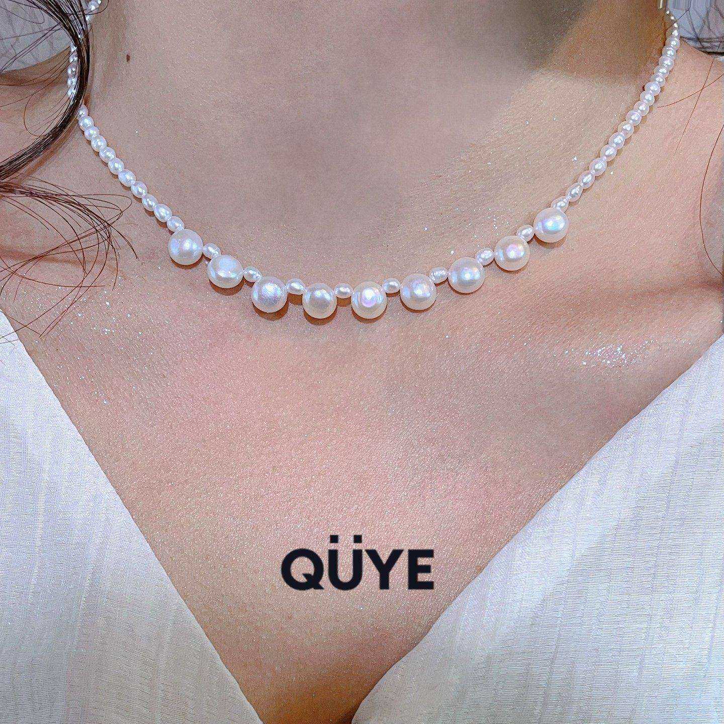 复古风法式优雅轻奢天然淡水珍珠项链小米粒水滴吊坠锁骨链choker