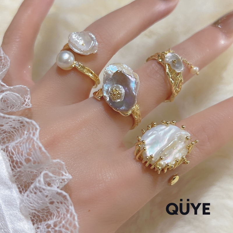 去野/复古巴洛克设计高级感纯天然淡水真珍珠异形流苏轻奢戒指女