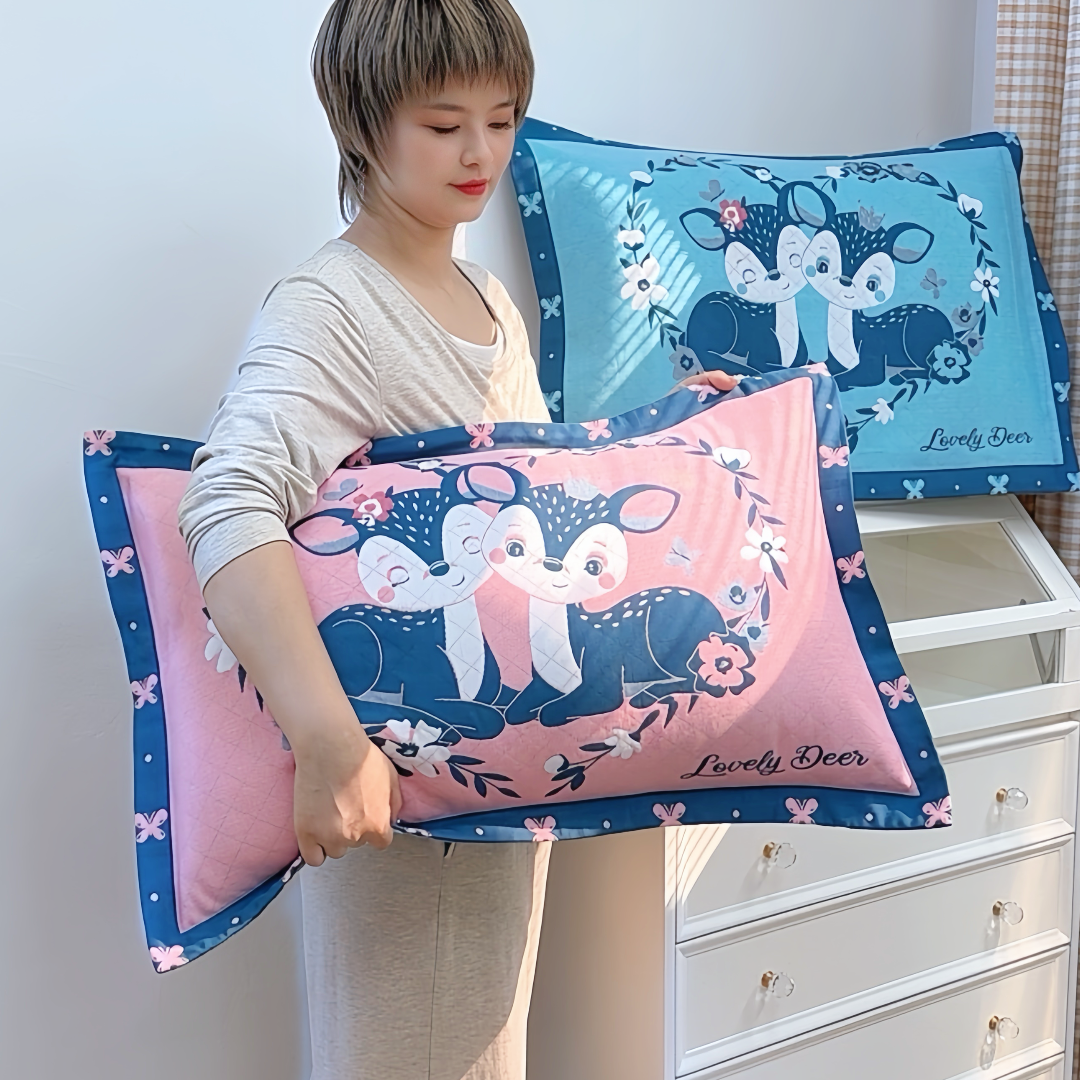 信封式纯棉纱布枕套一对48x74/高密加厚成人单人枕头套枕芯套情侣