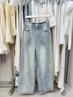 新款 休闲长裤 韩版 女百搭直筒阔腿裤 子 高腰宽松显瘦牛仔裤 2026春季