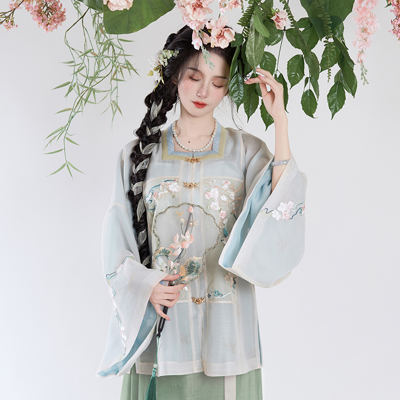 钟灵记 春燕柳杏 方领夹衣 如诗画卷 女装/女士精品 汉服套装 原图主图