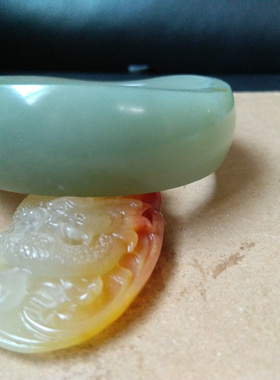 已结缘勿念和田玉籽料青白玉偏鸭蛋清色59MM超宽版平安随形手镯