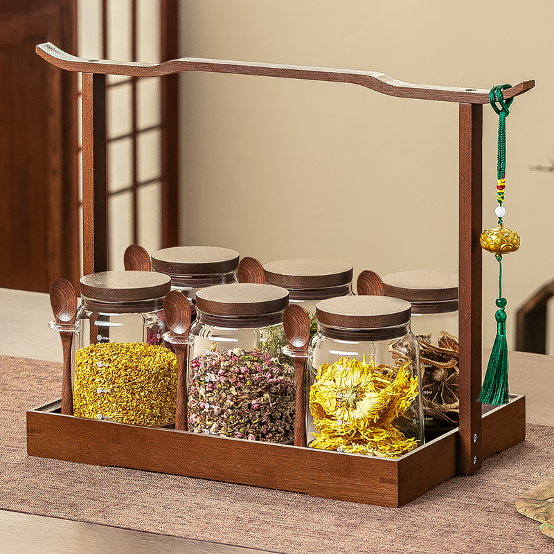 高颜值手提茶叶罐家用玻璃密封罐