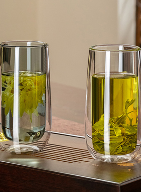 双层隔热玻璃杯套装家用防烫泡茶杯绿茶办公室待客耐热大容量水杯