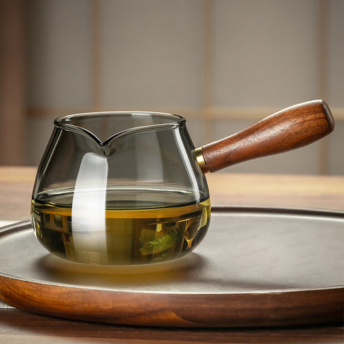 高档侧把公道杯玻璃过滤分茶器