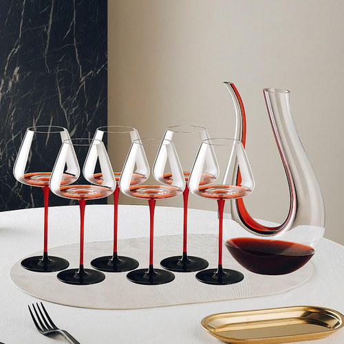 高档奢华黑领结红酒杯套装