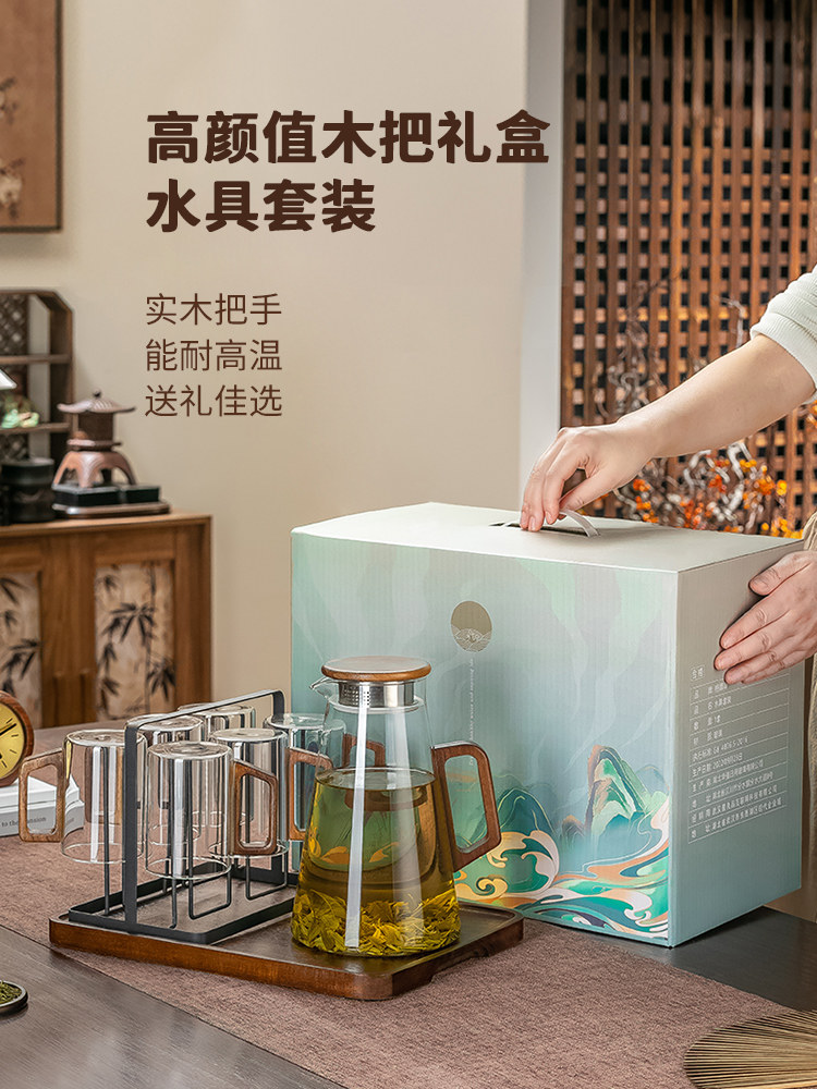 高颜值玻璃杯礼盒套装家用客厅简约茶杯喝水杯子茶具送礼杯具水具