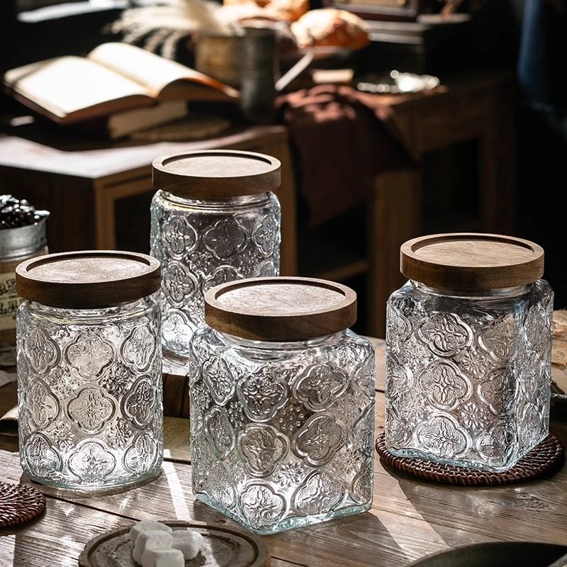 海棠花透明玻璃罐咖啡密封罐家用食品级咖啡豆储存罐茶叶收纳罐子,厨房/烹饪用具,密封罐,淘宝优惠券,粉丝福利购,淘宝优惠卷