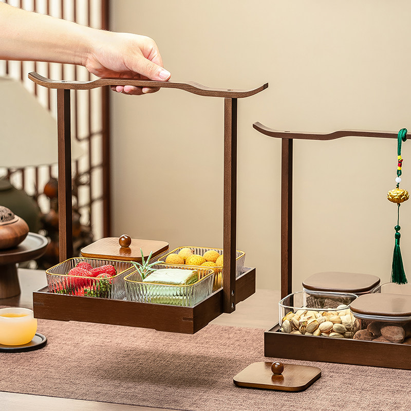 中式提手干果盘客厅茶几家用