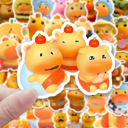 200张水豚噜噜贴纸卡通可爱贴画diy手账笔记本行李箱手机电脑装饰