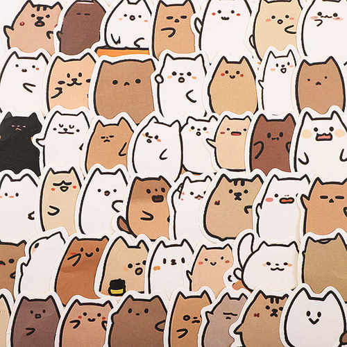 可爱线条小猫咪贴纸卡通装饰贴画