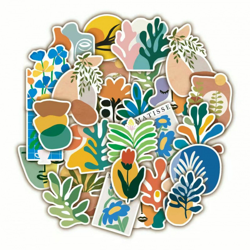 124张马蹄抽象贴纸艺术清新文艺手账行李箱笔记本电脑装饰DIY防水,3C数码配件,笔记本个性小贴纸,淘宝优惠券,粉丝福利购,淘宝优惠卷