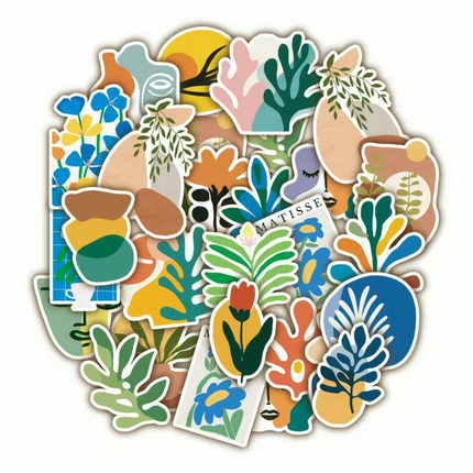 124张马蹄抽象贴纸艺术清新文艺手账行李箱笔记本电脑装饰DIY防水