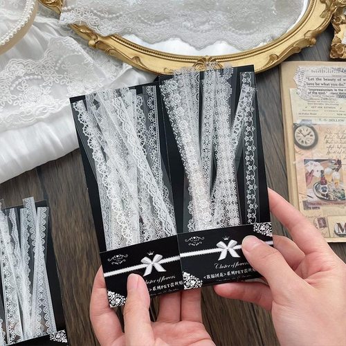 簇锦团花蕾丝咕卡贴纸包防水透明贴画韩系手账diy装饰花边素材纸