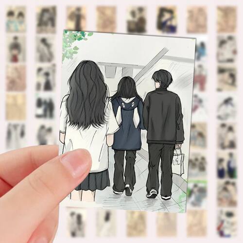青春校园情侣手绘贴纸ins风贴画