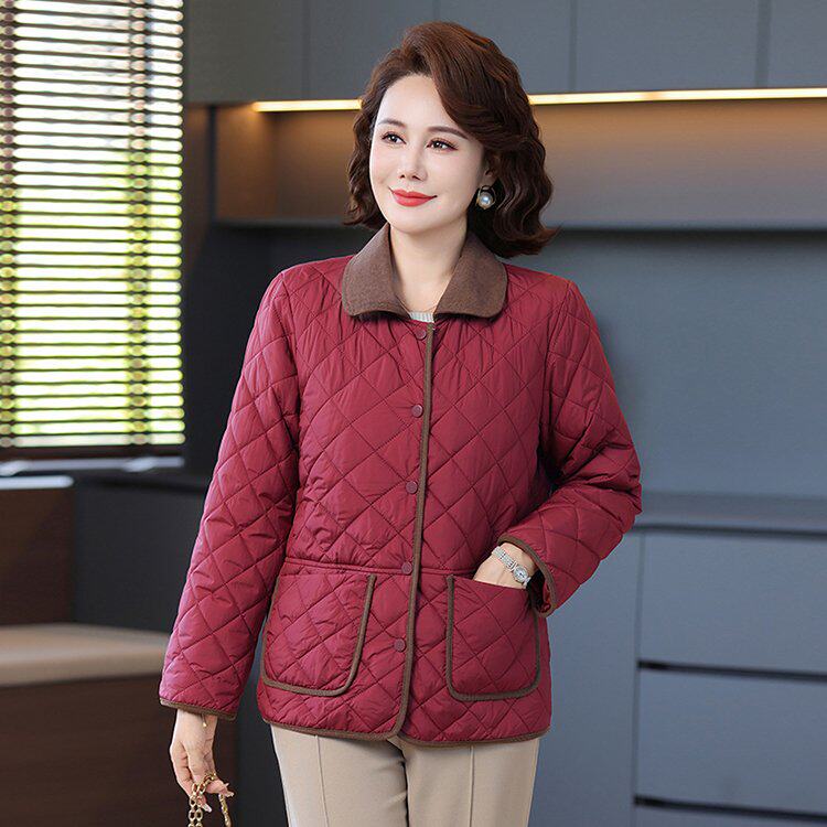 2025新款妈妈冬装夹棉外套洋气中老年女秋冬薄羽绒棉服秋冬棉衣